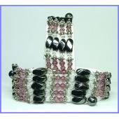 36inch Burgundy Crystal, Alloy,Magnetic Wrap Bracelet Necklace All in One Set